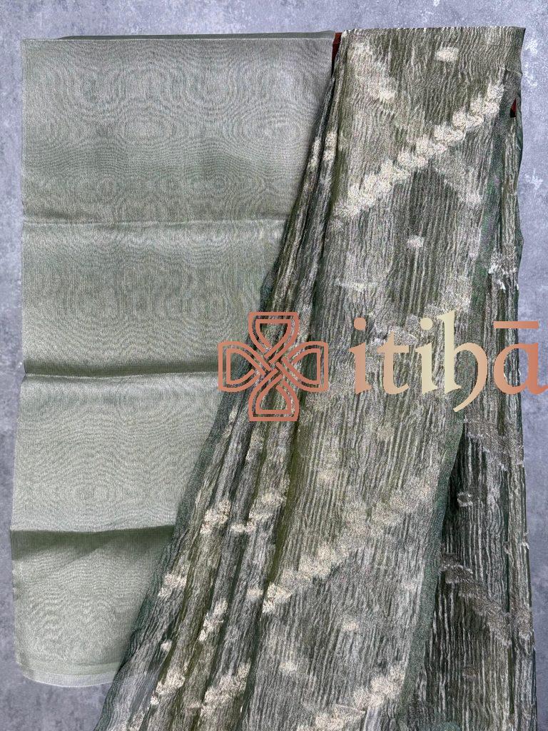 CRUSHED TISSUE ORGANZA BANARASI SAREE - Image 2