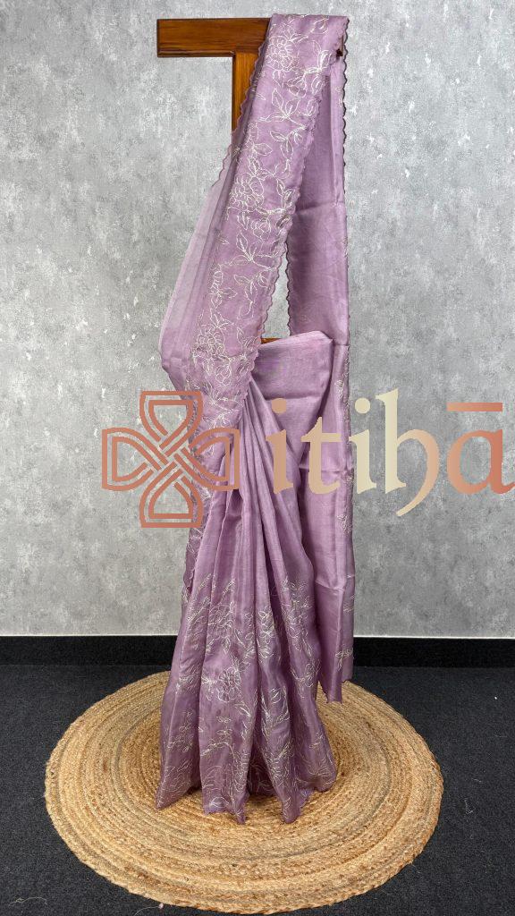 SILK ORGANZA CHORD EMBROIDERY SAREE
