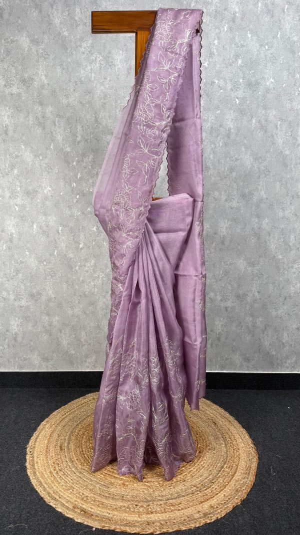 SILK ORGANZA CHORD EMBROIDERY SAREE