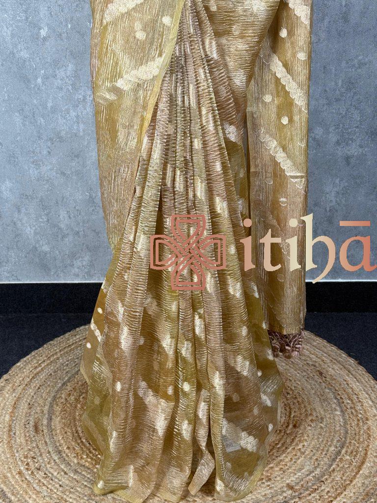 CRUSHED TISSUE ORGANZA BANARASI SAREE - Image 3