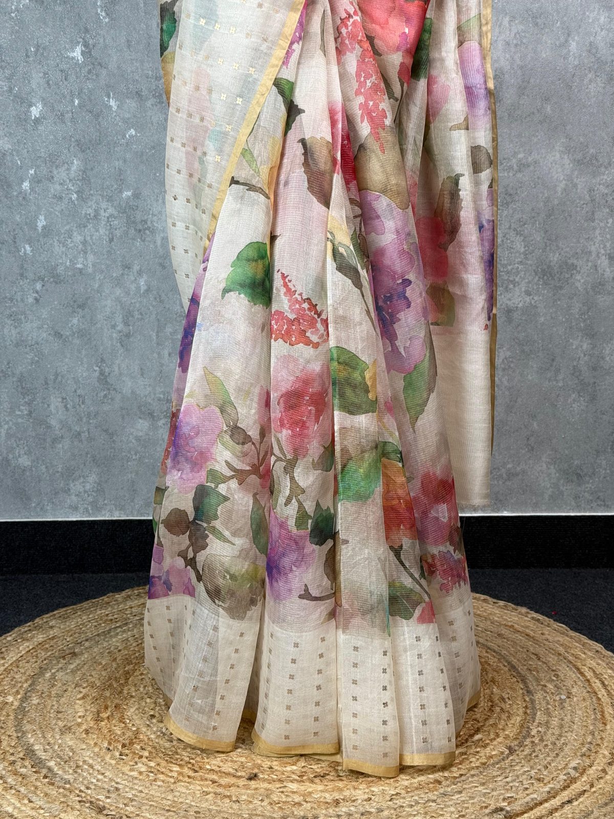 TISSUE KORA MUSLIN PRINTED SAREE - Image 3