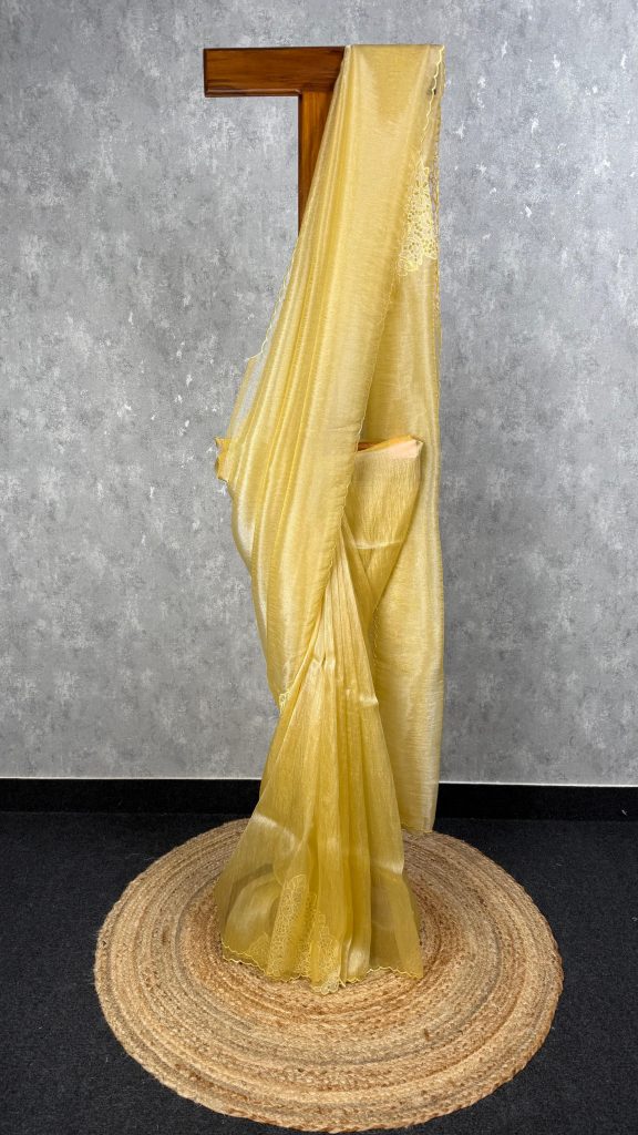 GLASS ORGANZA CUTWORK EMBROIDERY SAREE