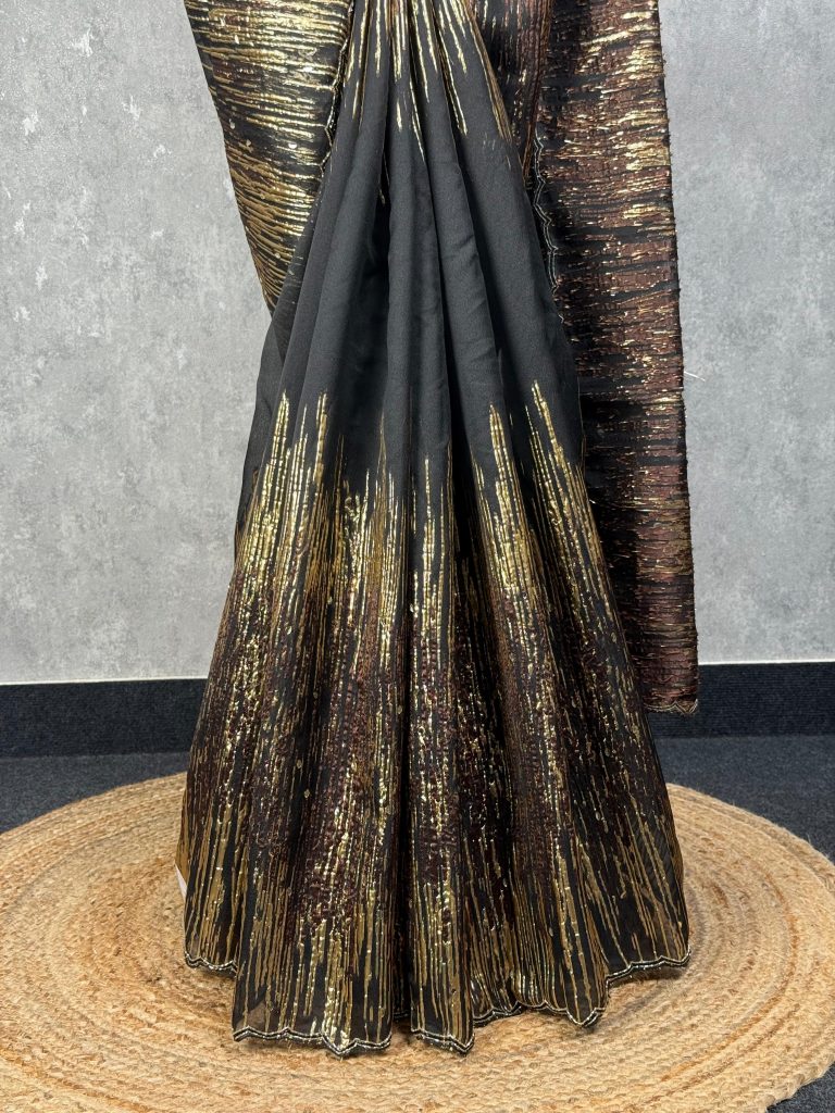 TURKISH ORGANZA EMBROIDERY SAREE - Image 3