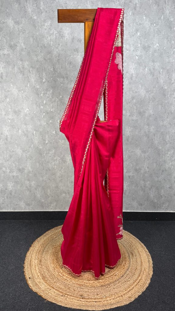 SEMI TUSSAR EMBROIDERY SAREE