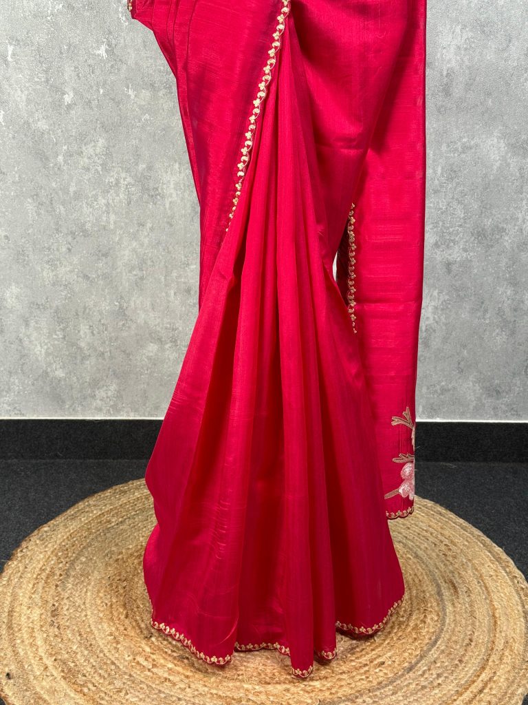 SEMI TUSSAR EMBROIDERY SAREE - Image 3