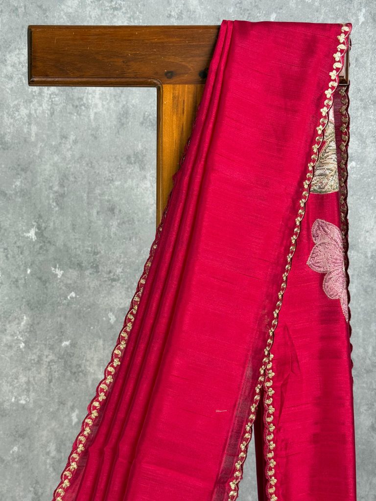SEMI TUSSAR EMBROIDERY SAREE - Image 2