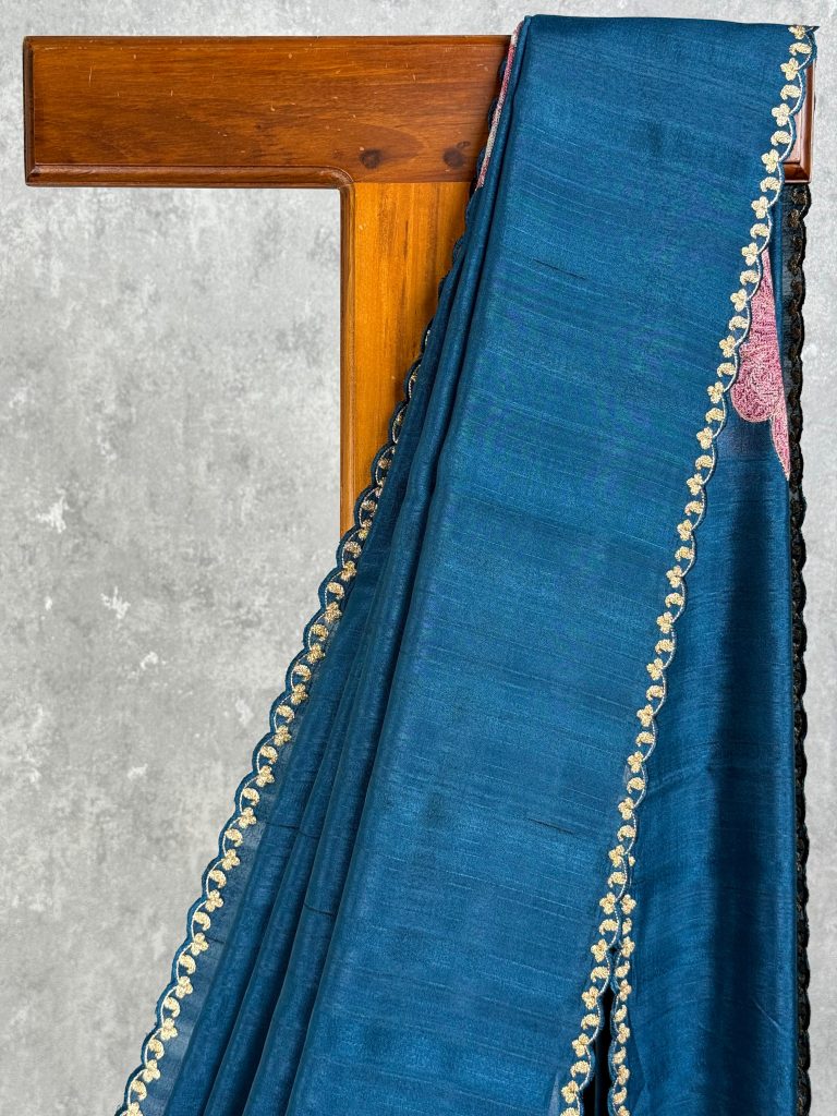 SEMI TUSSAR EMBROIDERY SAREE - Image 2