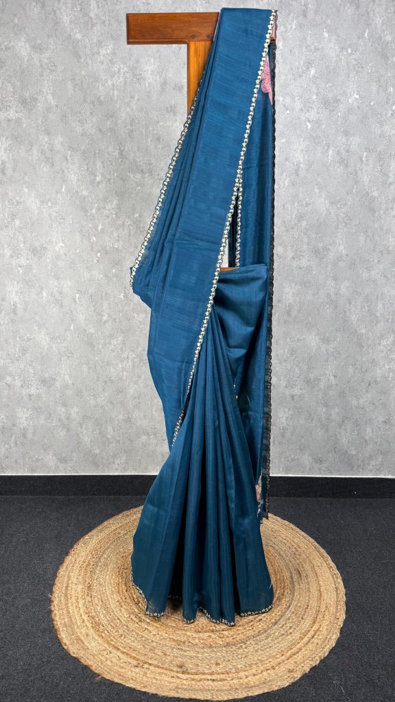 SEMI TUSSAR EMBROIDERY SAREE