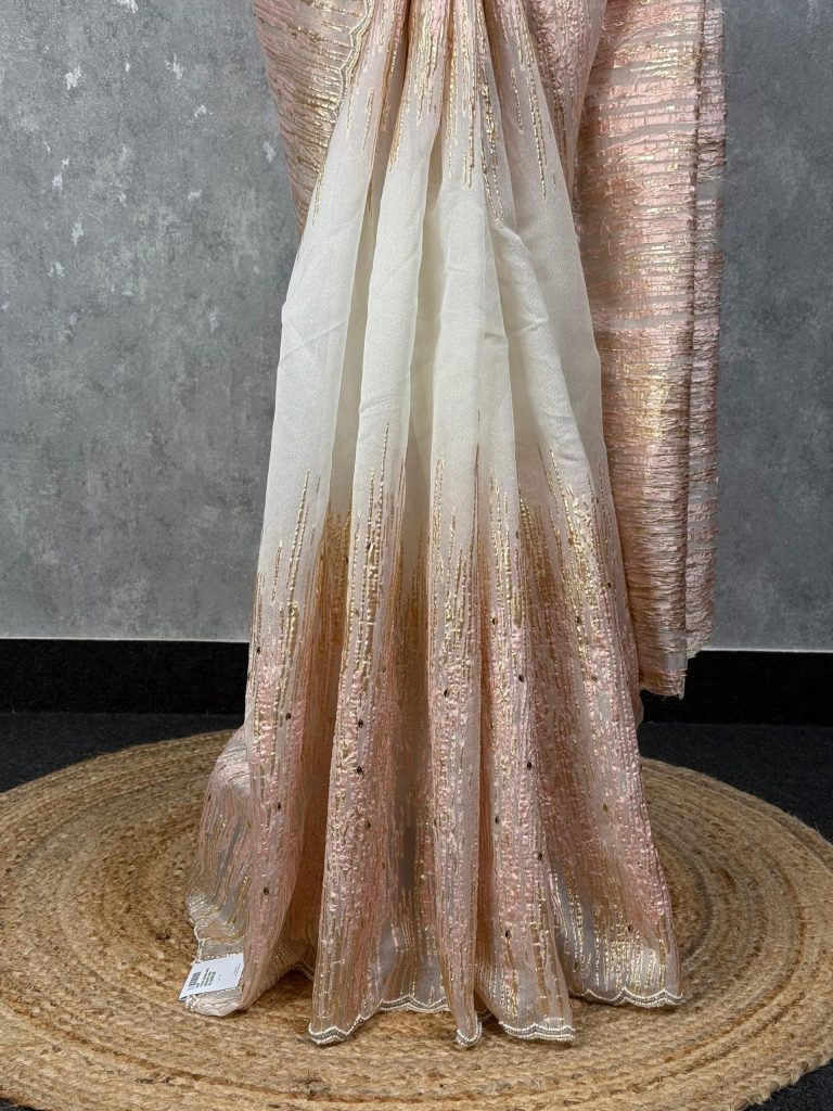 TURKISH ORGANZA EMBROIDERY SAREE - Image 3