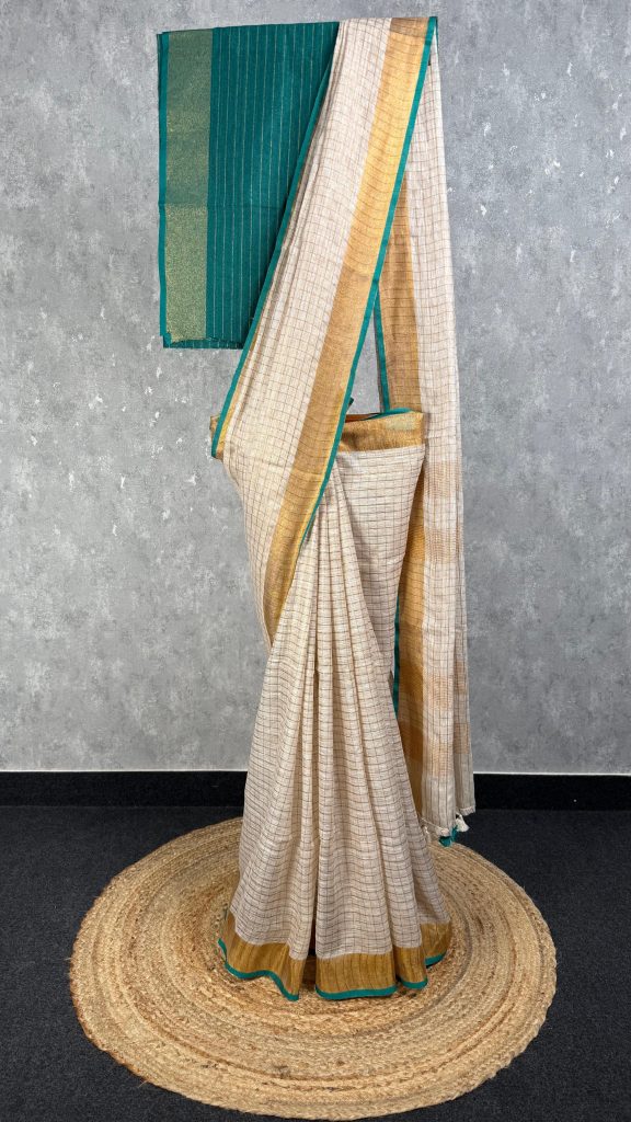 SILK LINEN ZARI CHECKS ONAM SAREE