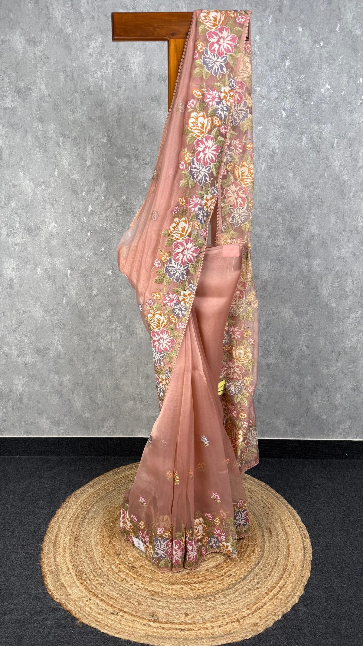 GLASS ORGANZA EMBROIDERY SAREE