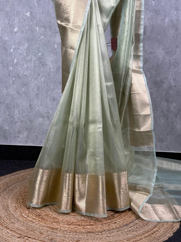 SEMI TISSUE ORGANZA BANARASI SAREE - Image 3