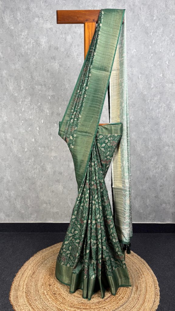 SEMI TUSSAR PRINTED BANARASI SAREE