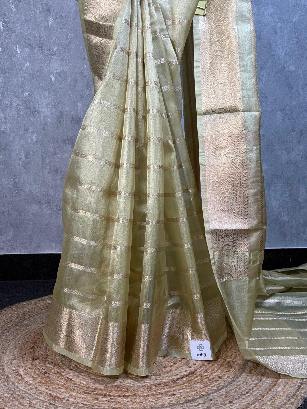 SEMI TISSUE ORGANZA BANARASI SAREE - Image 3