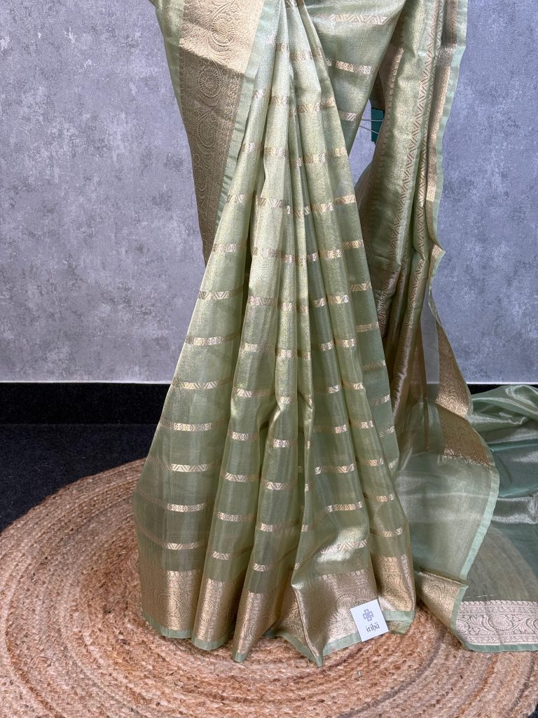 SEMI TISSUE ORGANZA BANARASI SAREE - Image 3