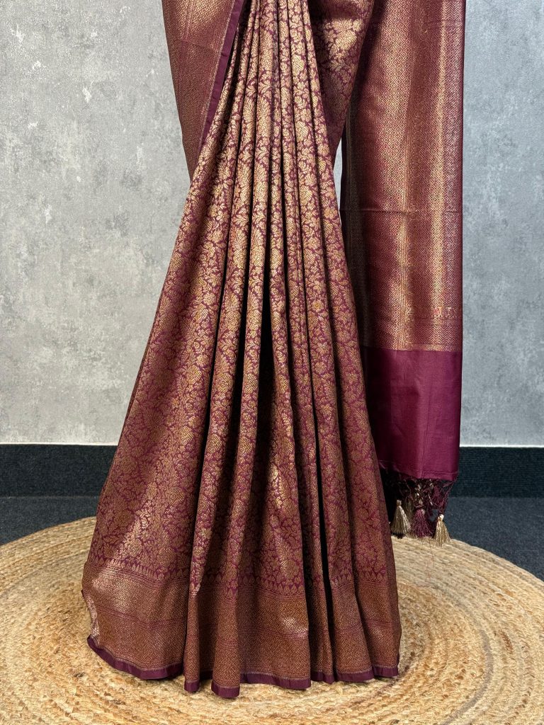 SEMI KATAN ANTIQUE ZARI BROCADE BANARASI SAREE - Image 3