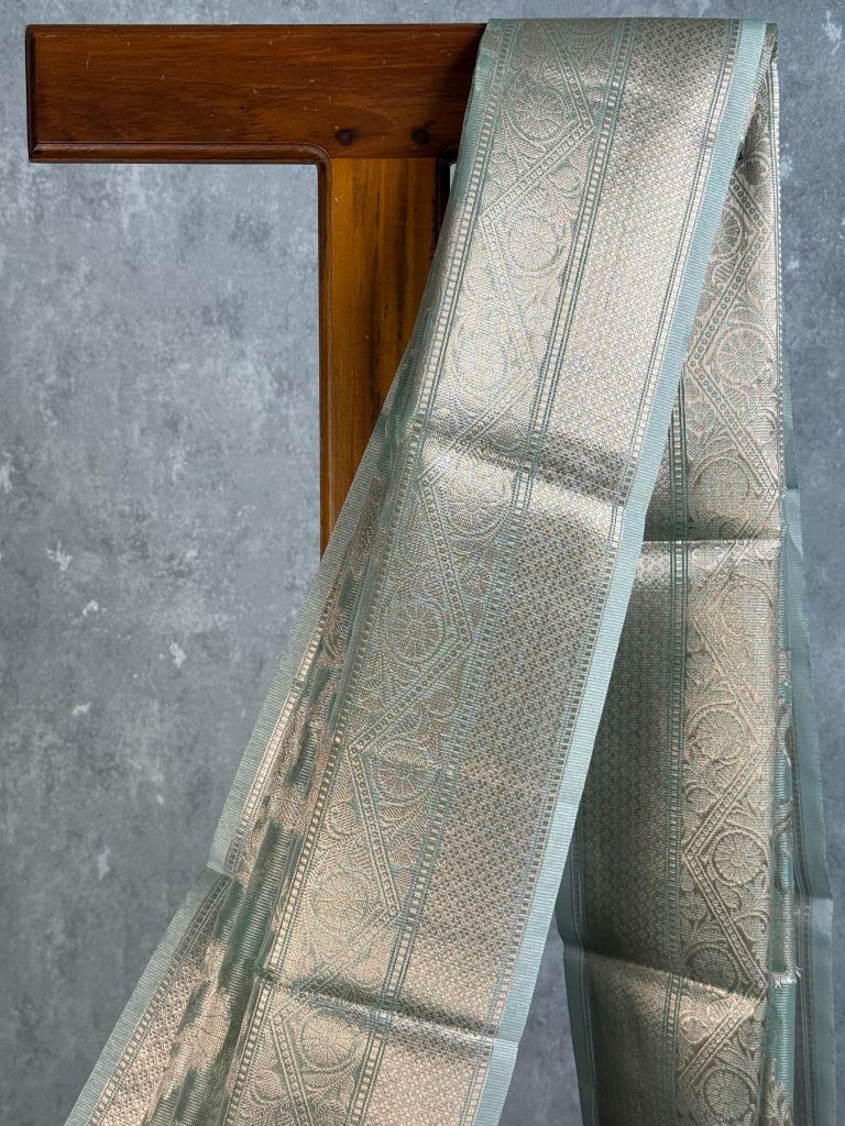 SEMI TISSUE ORGANZA JAAL BANARASI SAREE - Image 2