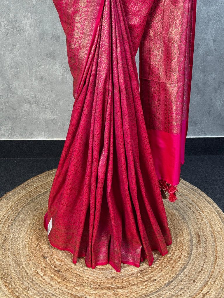 SEMI KATAN ANTIQUE ZARI BROCADE BANARASI SAREE - Image 3