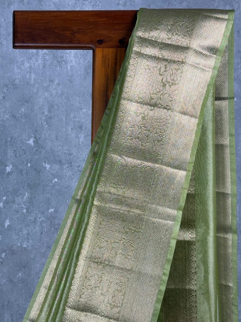 SEMI TISSUE ORGANZA BANARASI SAREE - Image 2
