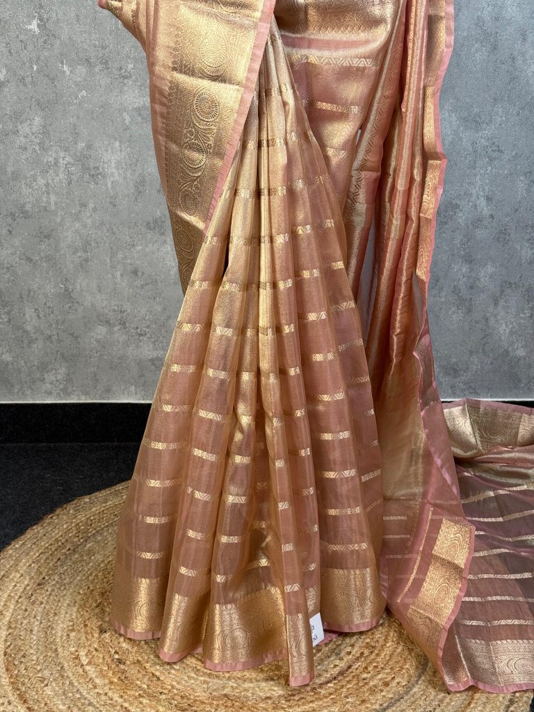 SEMI TISSUE ORGANZA BANARASI SAREE - Image 3