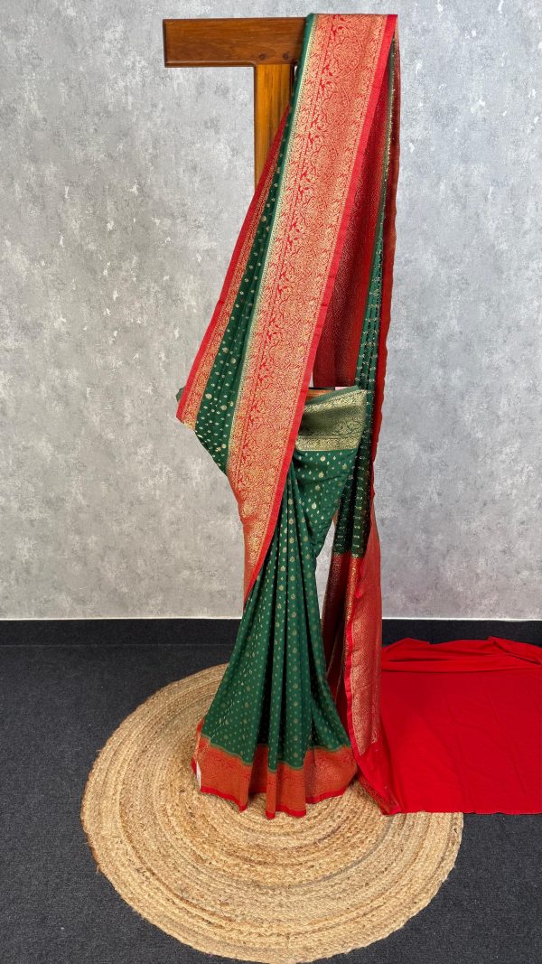 SEMI CREPE GOLD ZARI BANARASI SAREE