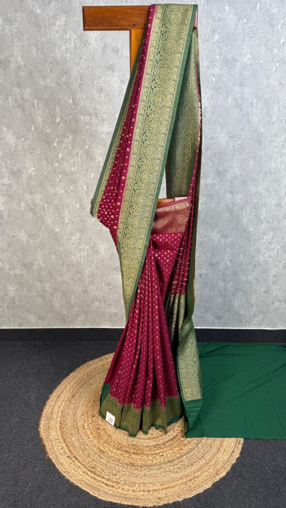 SEMI CREPE GOLD ZARI BANARASI SAREE