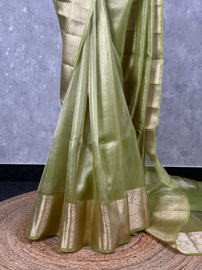 SEMI TISSUE ORGANZA BANARASI SAREE - Image 3