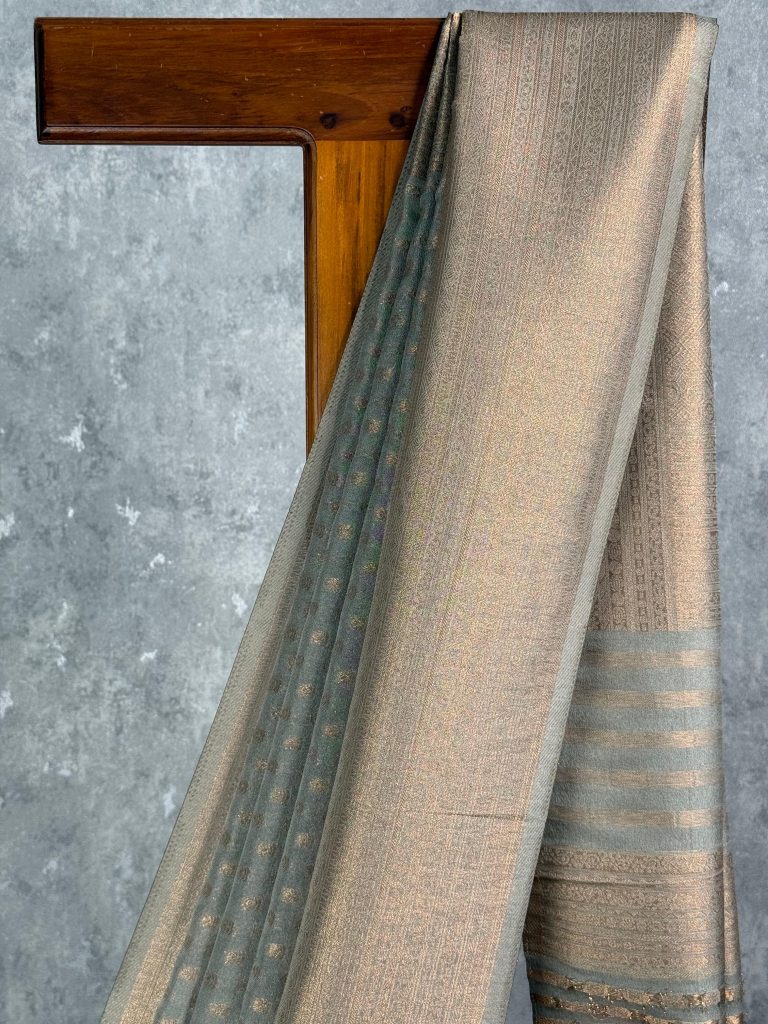 SEMI CREPE GOLD ZARI BANARASI SAREE - Image 2