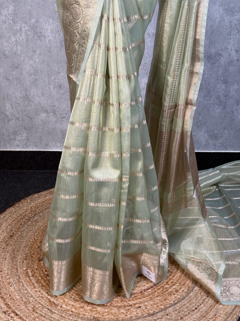 SEMI TISSUE ORGANZA BANARASI SAREE - Image 3