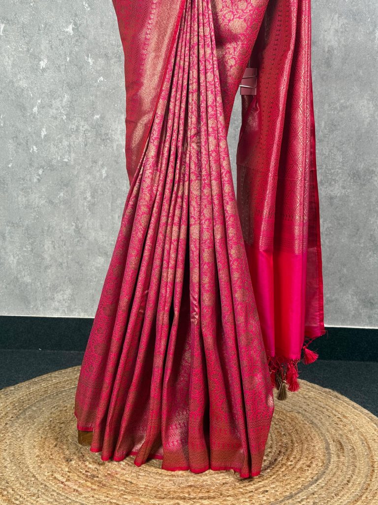 SEMI KATAN ANTIQUE ZARI BROCADE BANARASI SAREE - Image 3