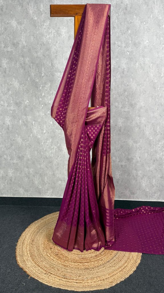 SEMI CREPE GOLD ZARI BANARASI SAREE