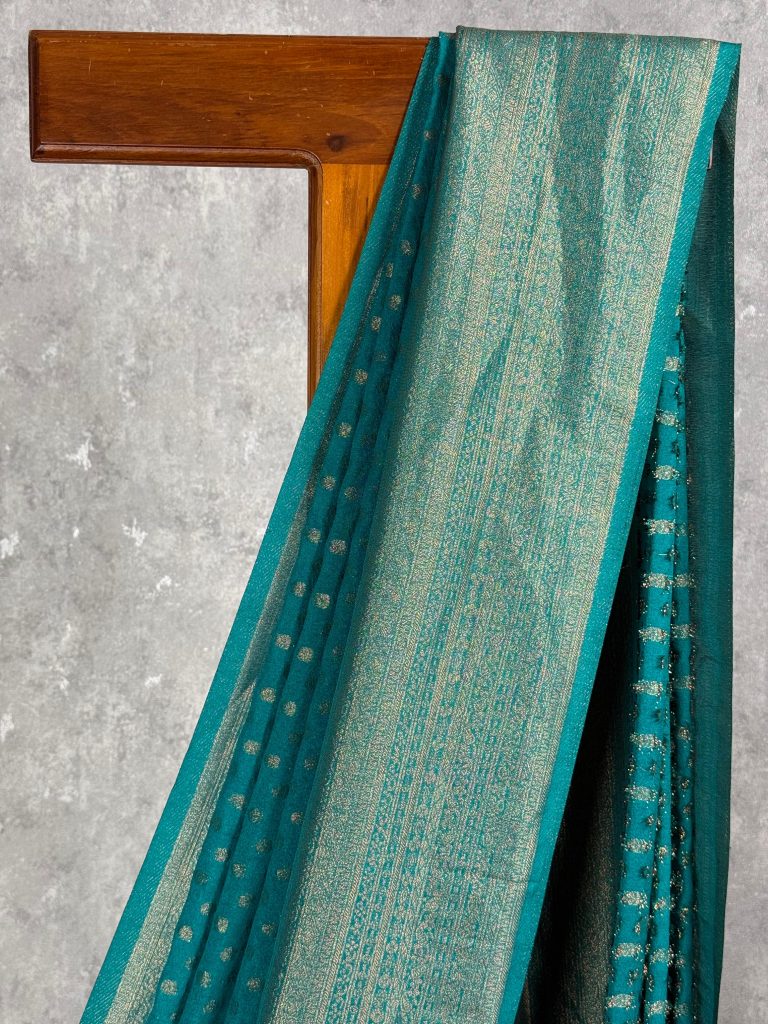 SEMI CREPE GOLD ZARI BANARASI SAREE - Image 2