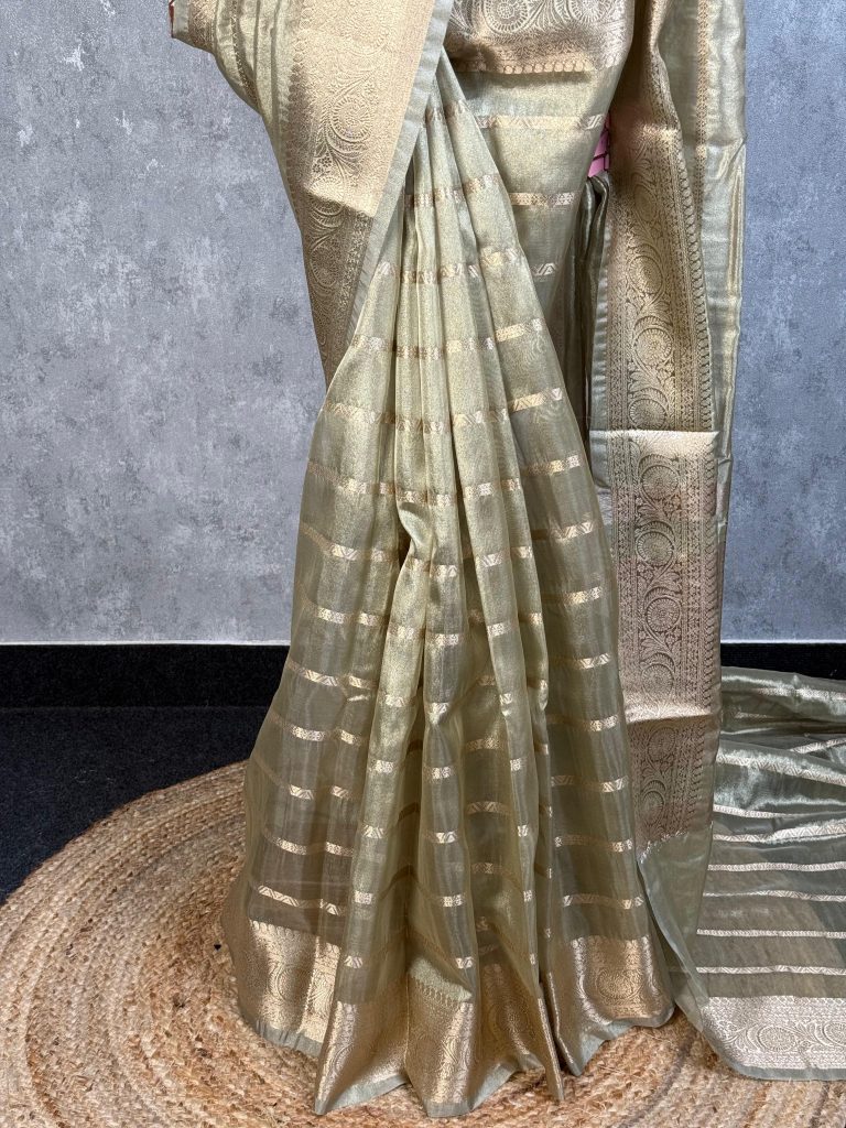SEMI TISSUE ORGANZA BANARASI SAREE - Image 3