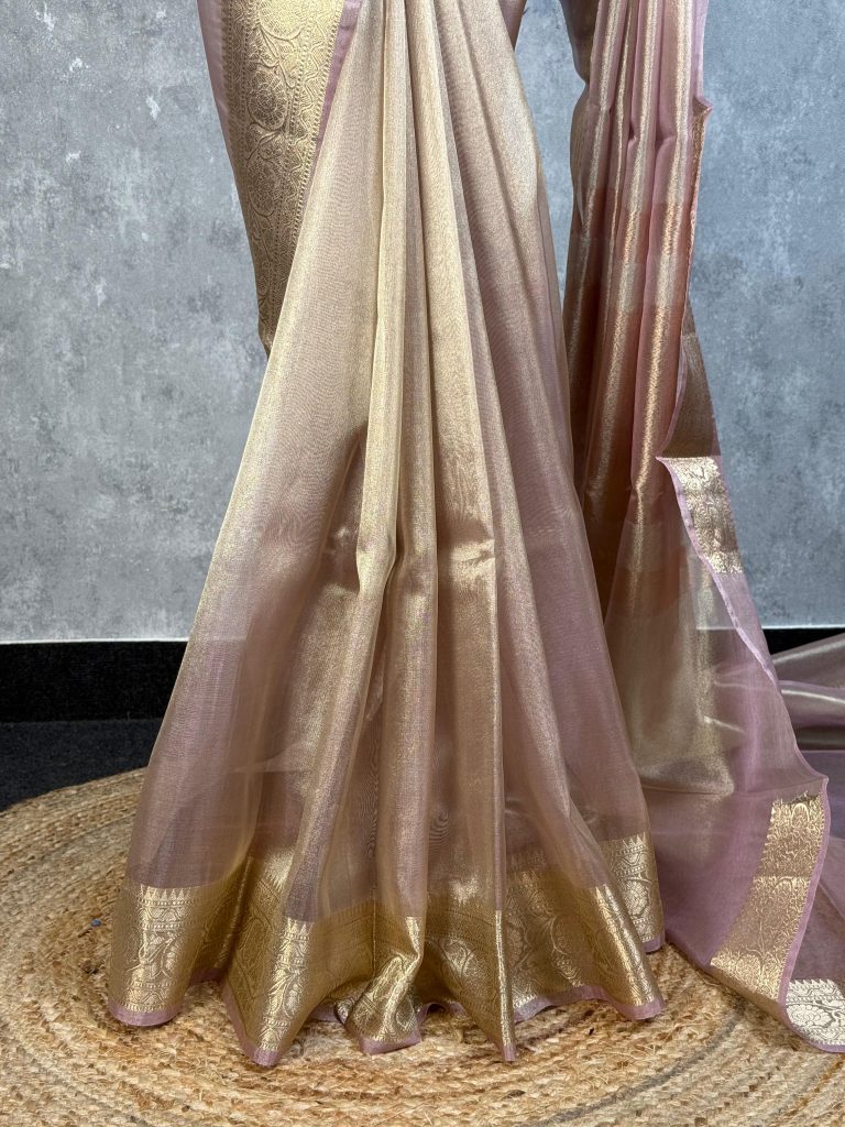 SEMI TISSUE ORGANZA BANARASI SAREE - Image 3