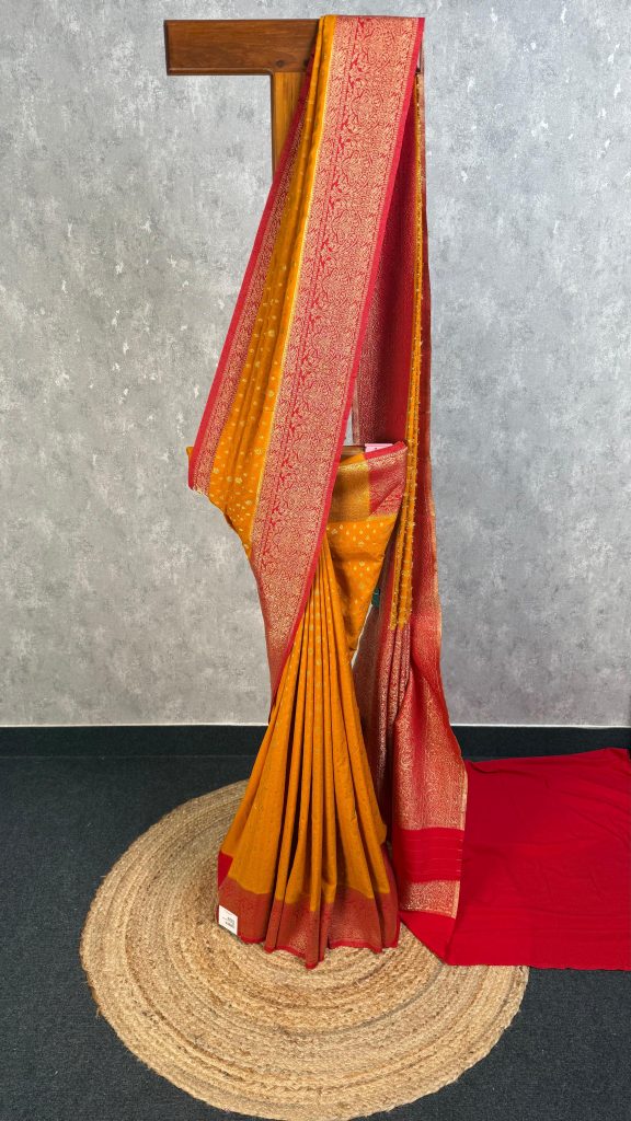 SEMI CREPE GOLD ZARI BANARASI SAREE