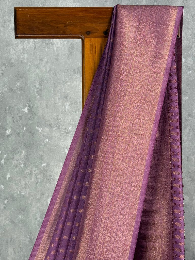 SEMI CREPE GOLD ZARI BANARASI SAREE - Image 2