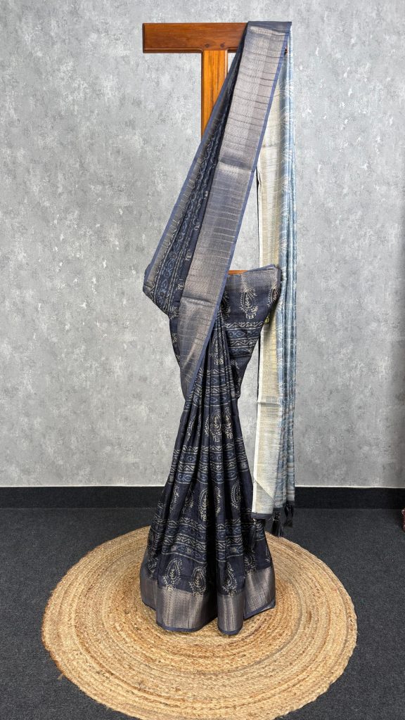 SEMI TUSSAR PRINTED BANARASI SAREE