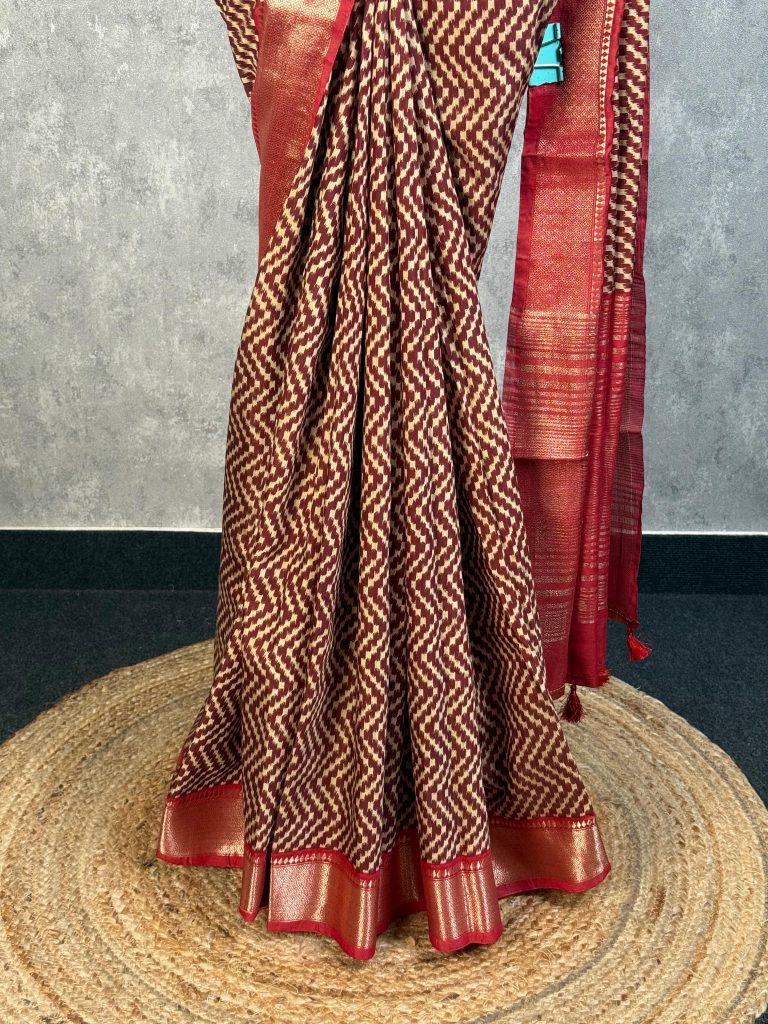 ASSAM SILK PRINTED BANARASI SAREE - Image 3