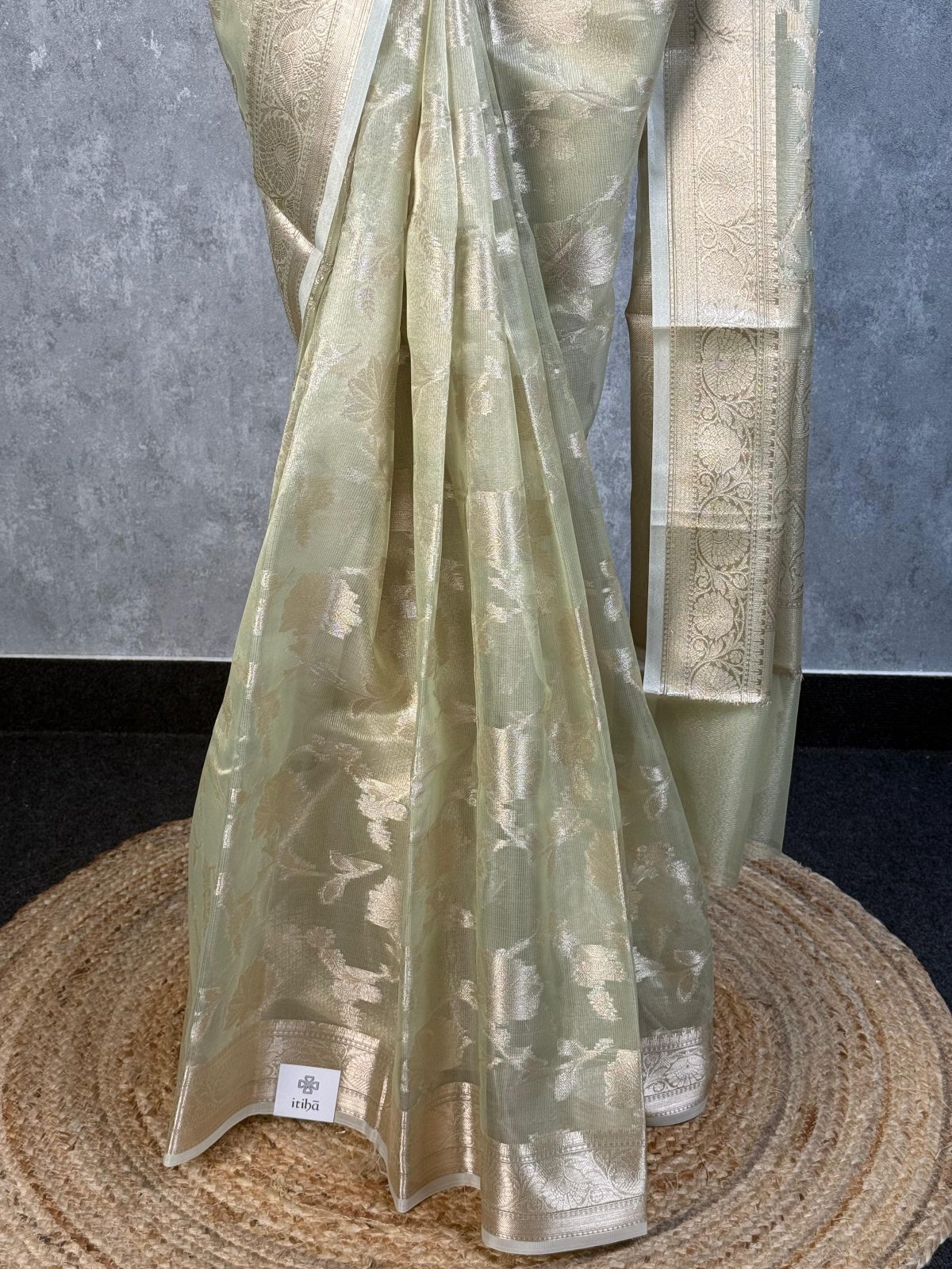SEMI TISSUE ORGANZA JAAL BANARASI SAREE - Image 3