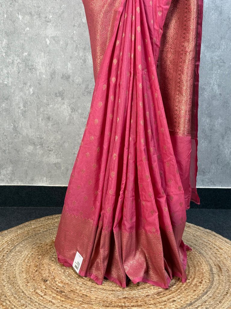 SEMI GEORGETTE ANTIQUE ZARI BANARASI SAREE - Image 3