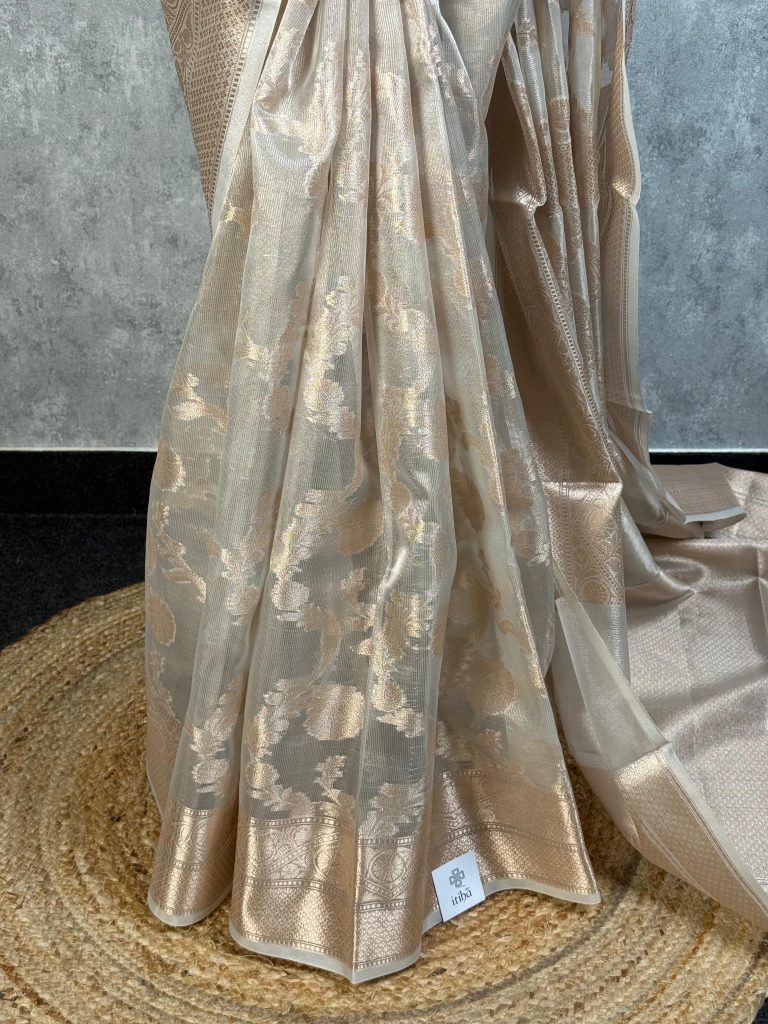 SEMI TISSUE ORGANZA JAAL BANARASI SAREE - Image 3