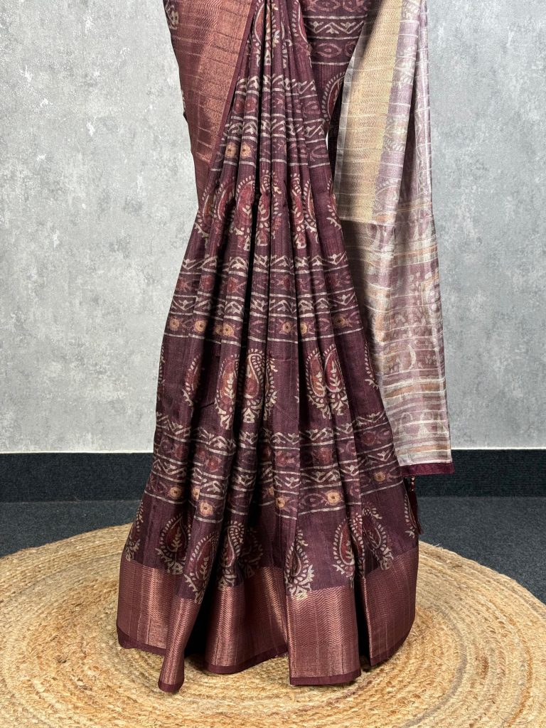 SEMI TUSSAR PRINTED BANARASI SAREE - Image 3