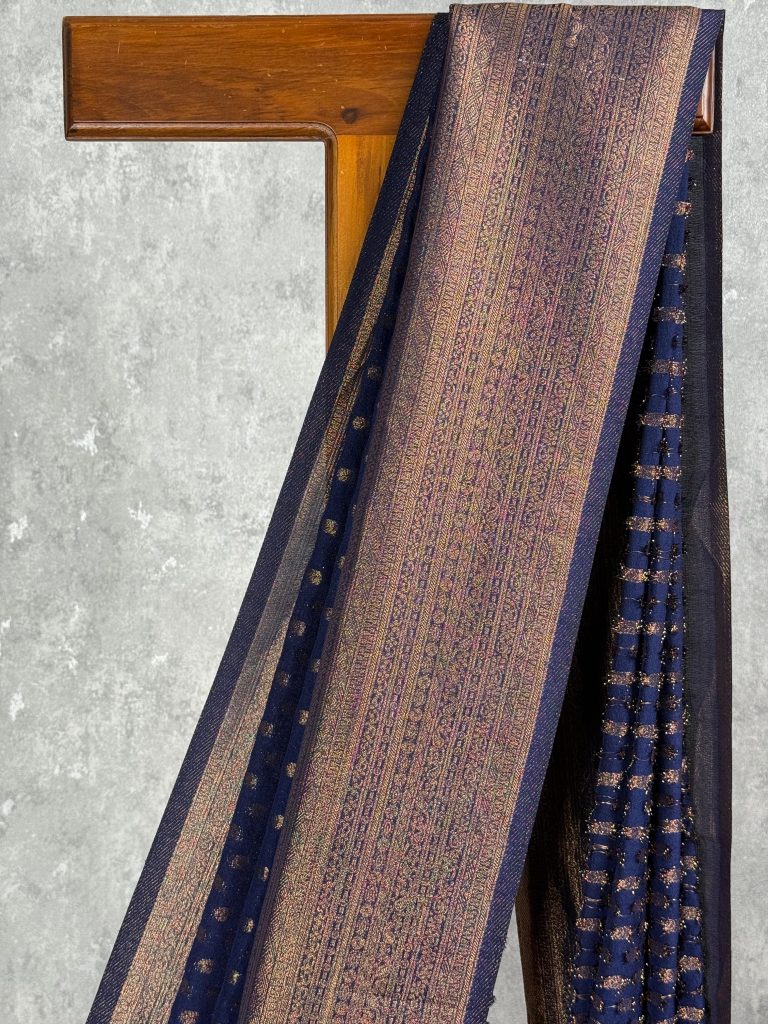 SEMI CREPE GOLD ZARI BANARASI SAREE - Image 2