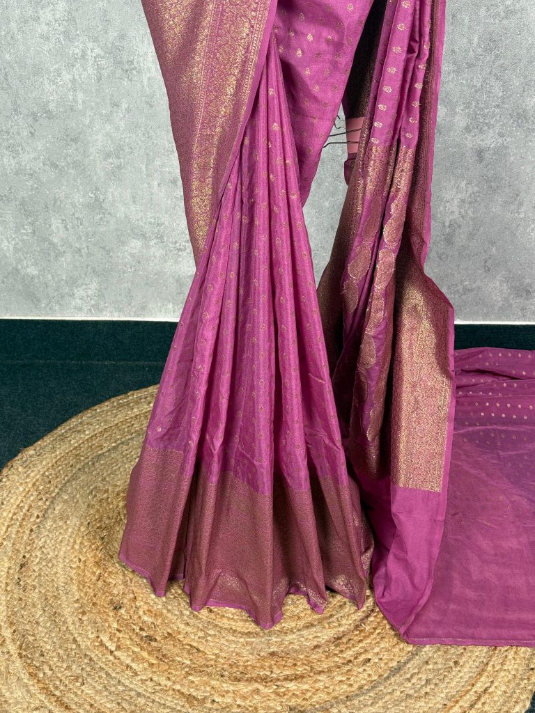 SEMI GEORGETTE ANTIQUE ZARI BANARASI SAREE - Image 3
