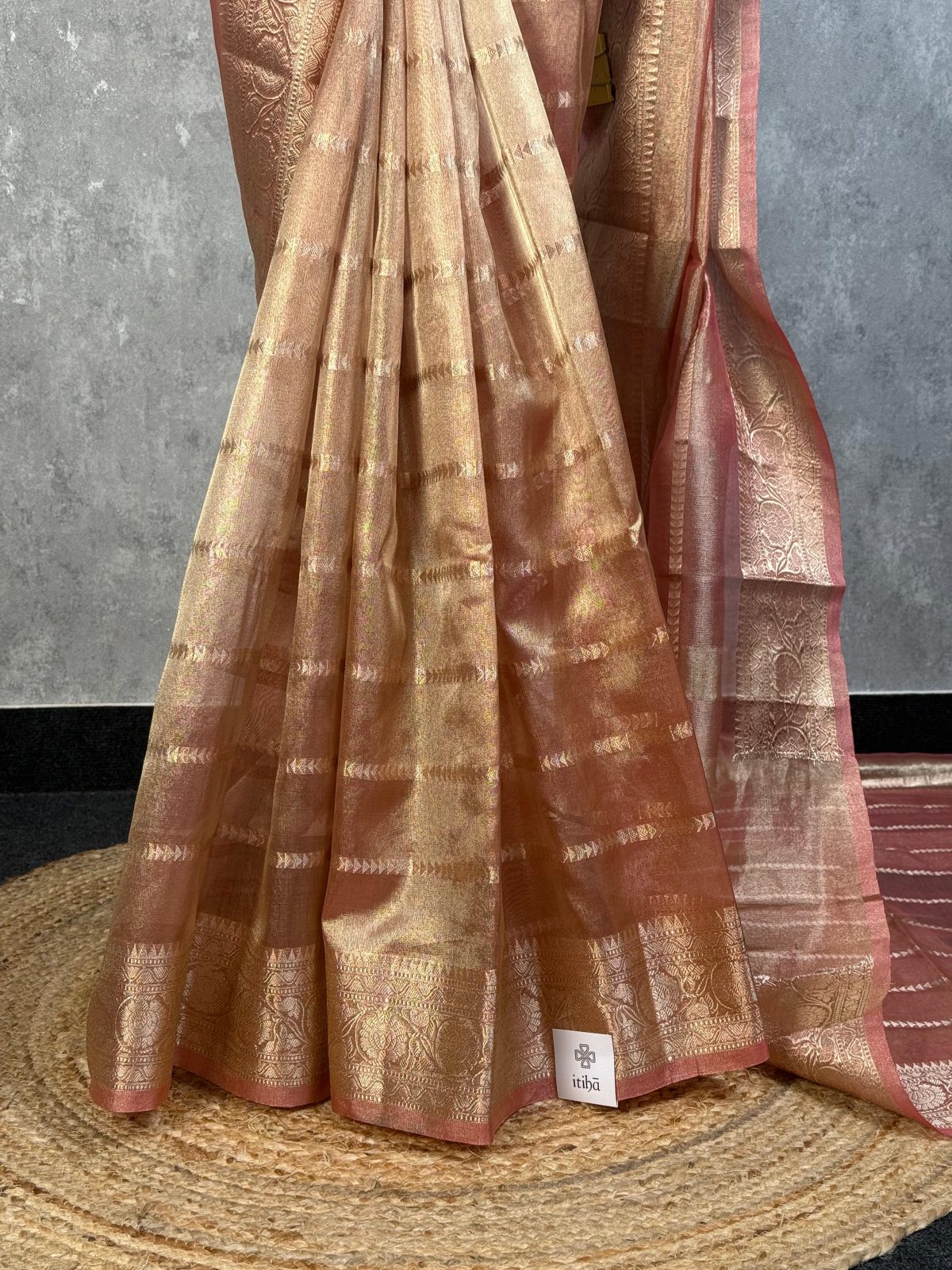 SEMI TISSUE ORGANZA BANARASI SAREE - Image 3