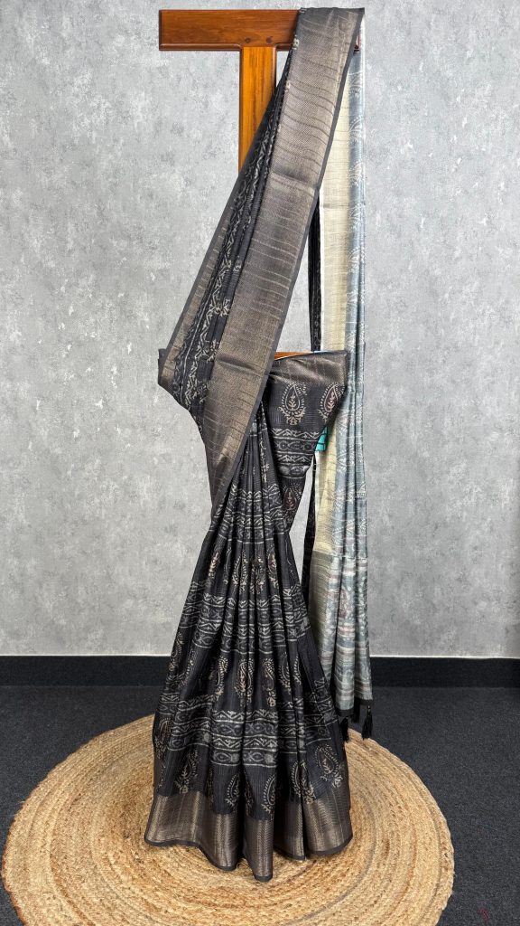 SEMI TUSSAR PRINTED BANARASI SAREE