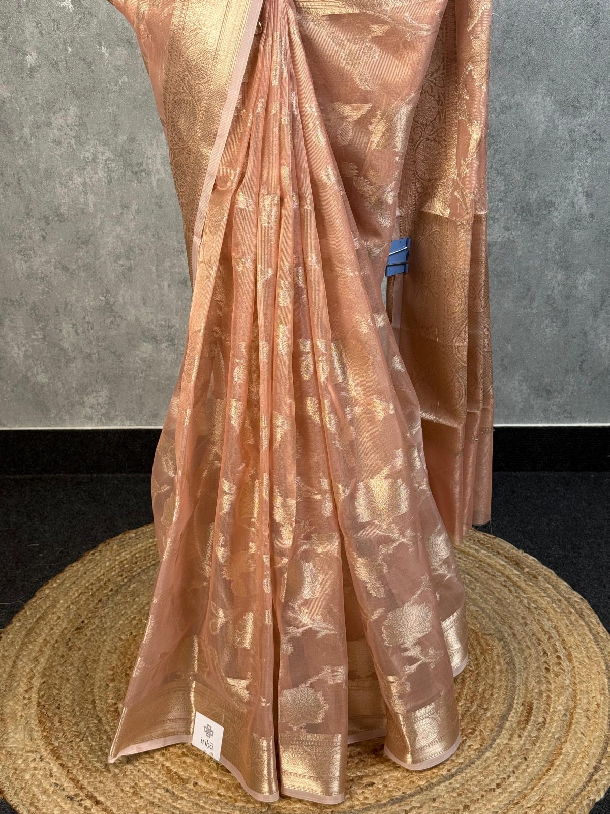 SEMI TISSUE ORGANZA JAAL BANARASI SAREE - Image 3