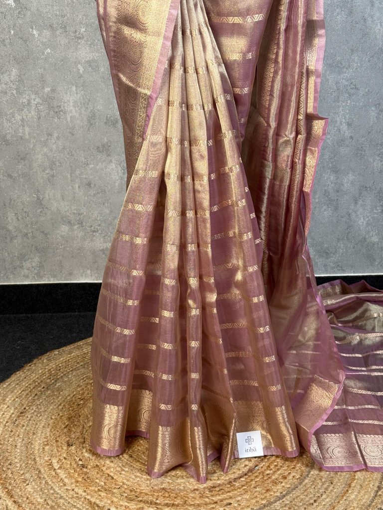 SEMI TISSUE ORGANZA BANARASI SAREE - Image 3