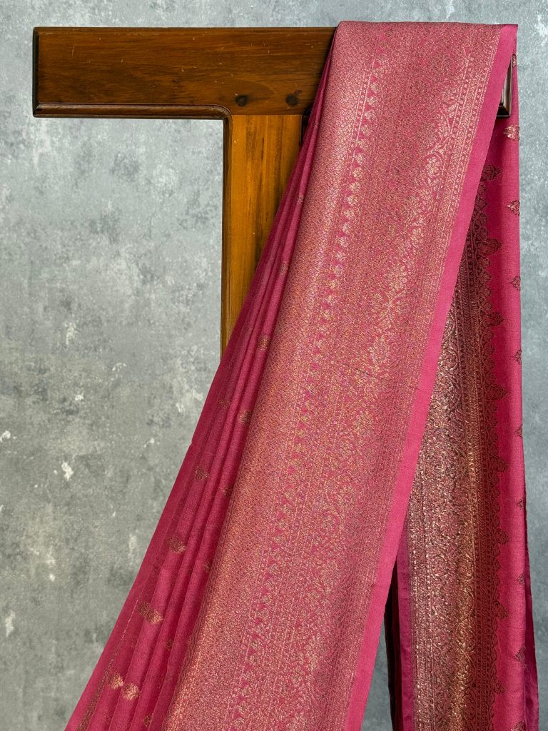 SEMI GEORGETTE ANTIQUE ZARI BANARASI SAREE - Image 2