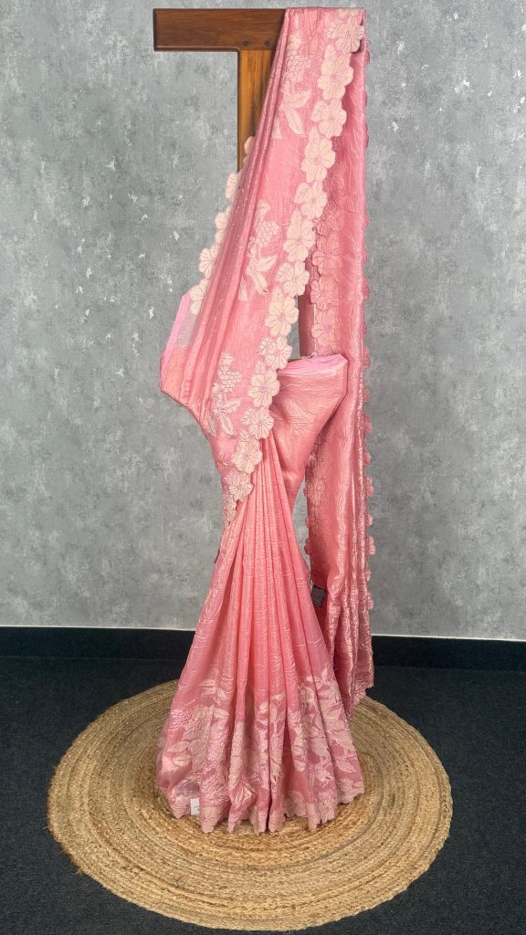 VISCOSE ORGANZA APPLIQUE SAREE